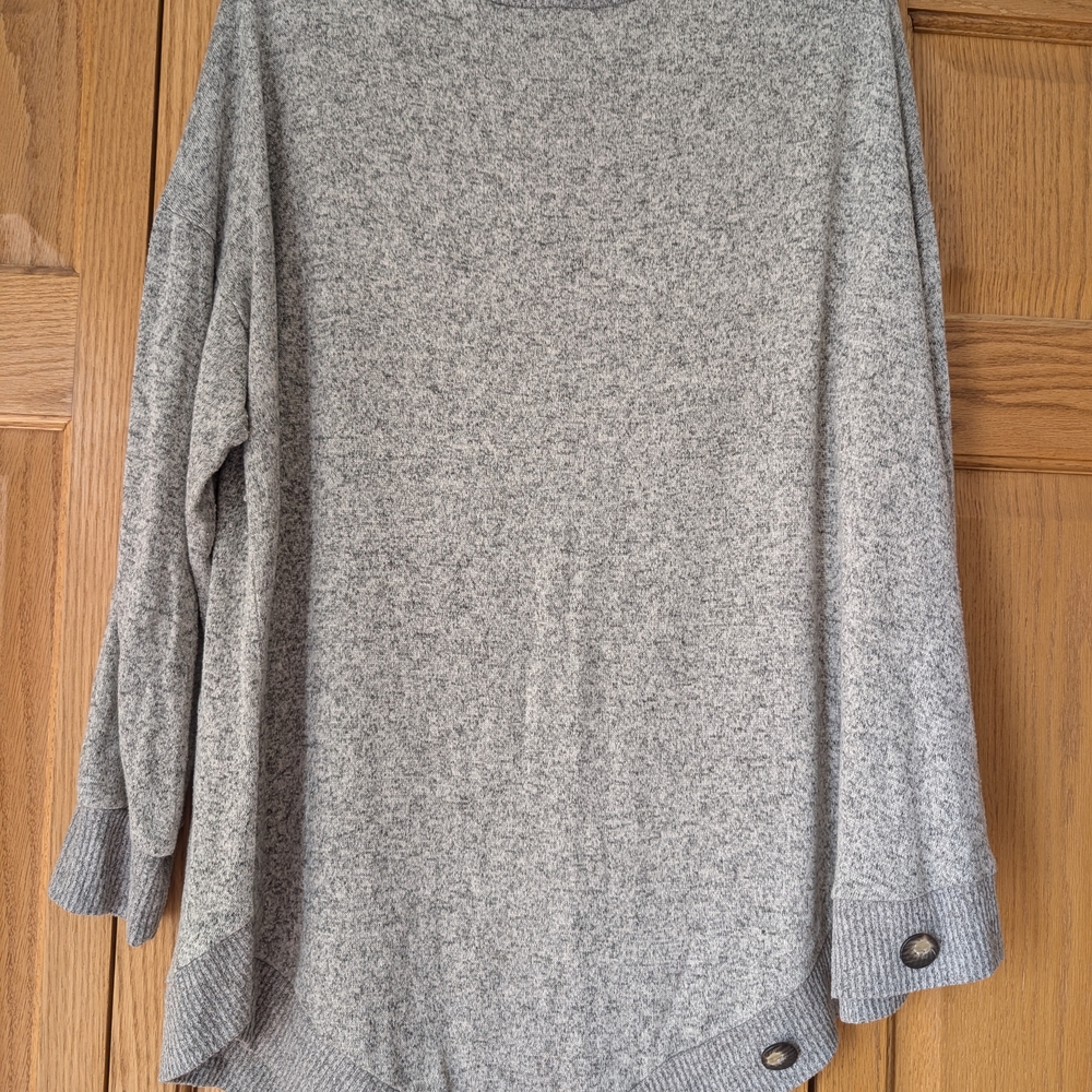 Gray Button-Detail Sweater